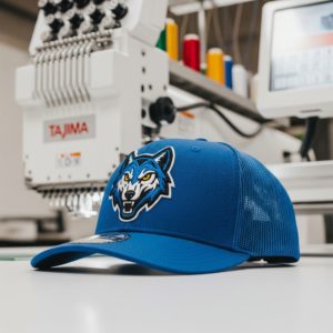 Синяя летняя бейсболка с волком